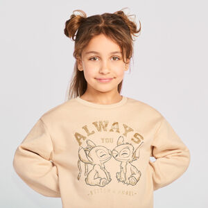 Robe uni en molleton glitter avec print Stitch Disney pour fille 