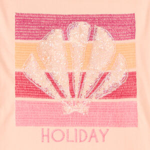 T-shirt manches courtes broderie à sequins coquillage fille 