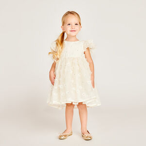 Robe manches courtes papillon avec fleurs 3D pour bébé fille 