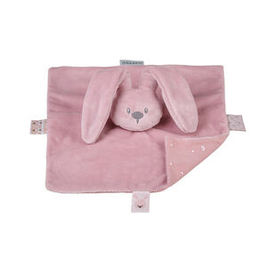 Doudou plat lapin Lapidou rose avec imprimé phosphorescent  