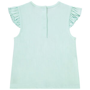 T-shirt met korte mouwen met ruches in jersey met print voor baby meisje 