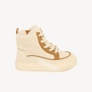 Enkellaars met schapenlook, rits en veters 