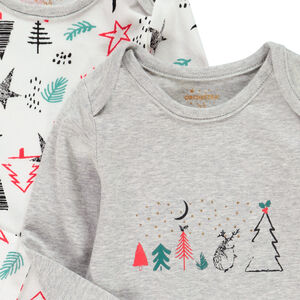Lot de 2 bodies manches longues en coton esprit Noël pour bébé garçon 