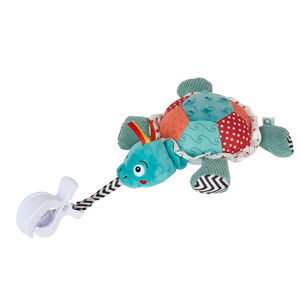 Hangend activiteitenpluche Sacha de schildpad met vibratie 