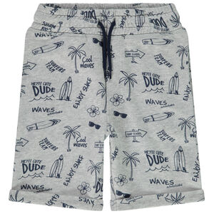 Bermuda in fleece met print voor jongens 