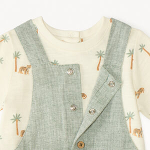Korte 2-delige set t-shirt + bibs voor babyjongen 