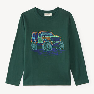 Langarm T-shirt voor jongens met auto borduursel 