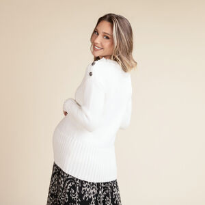 Gebreide effen trui met sierknopen voor dames 