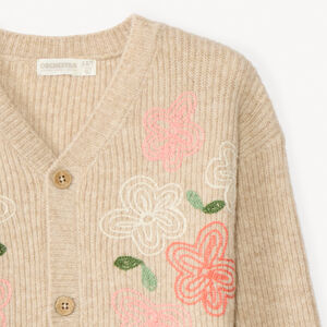 Vest in geribd gebreid met bloemen voor meisjes 