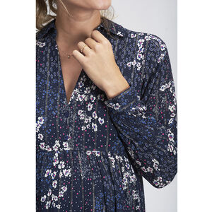 Robe de grossesse en voile à manches longues imprimé fleuri  