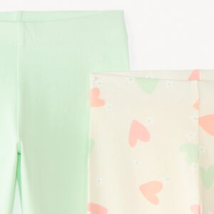 Lot de 2 leggings en jersey uni et motifs fantaisie fille 
