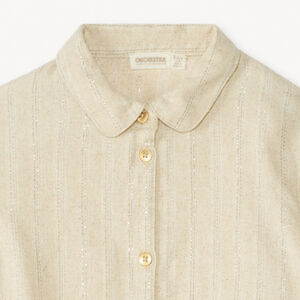 Chemise manches longues en toile à rayures argentées fille 
