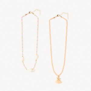 Set van 2 parelkettingen met schelp voor meisjes 