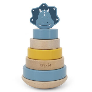 Stapelringtoren van hout Mr. Triceratops 