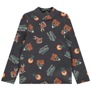 Ondertrui met fantasieprint en hoge kraag voor jongen 