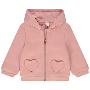 Gilet met kap in effen fleece voor baby meisjes 