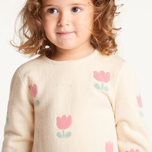 Gebreide jacquard jurk met lange mouwen voor babymeisjes 