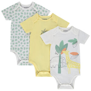 Lot de 3 bodies fantaisie manches courtes pour bébé garçon - ouvertures différentes selon l'âge 
