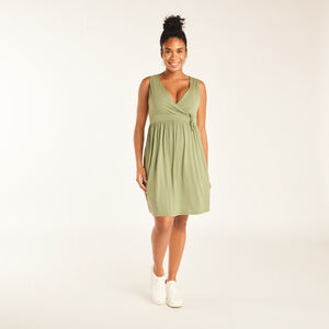 Robe sans manches moulante unie à nouer pour femme enceinte 