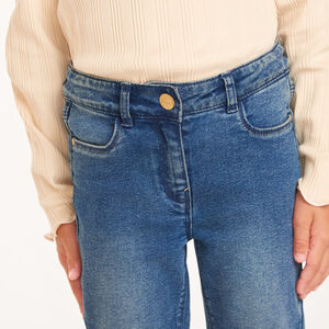 Slimme jeans in blauw denim met used effect voor meisjes 