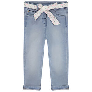 Rechtdoor jeans met bloemensluiting voor babymeisjes 