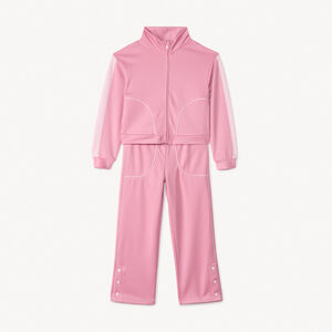 Joggingset in effen interlock voor meisjes 