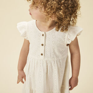 Robe manches courtes en broderie anglaise pour bébé fille 