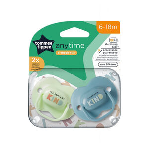 SILICON PACIFIER TOMMEE TIPPEE 2X 0-6M ANYTIME STHR 