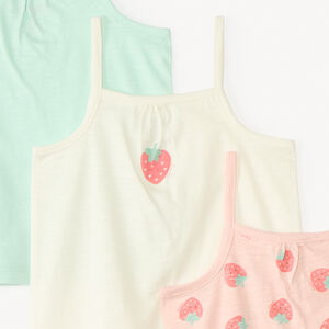 Set van 3 mouwloze shirts met aardbeienmotief voor babymeisjes 