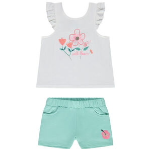 Ensemble 2 pièces débardeur print fleurs + short uni fille 