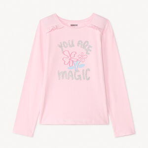 T-shirt manches longues à print pailleté pour fille 