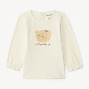 Langarm T-shirt voor meisjes met een berenpatch 