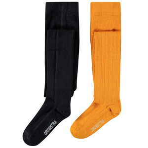 Set van 2 dikke effen panty’s voor meisjes 