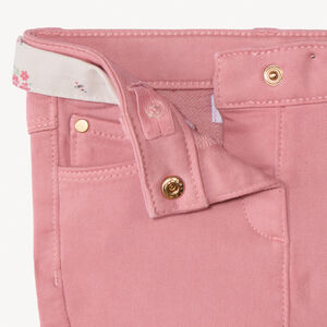 Jean droit avec ceinture fleurie à nouer pour bébé fille 