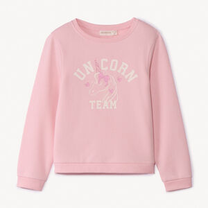 Sweat molleton uni à print pailleté pour fille 