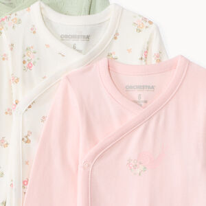 Set van 7 fantasie bodies met lange mouwen voor meisjes met verschillende sluitingen afhankelijk van de leeftijd 