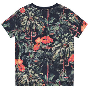 T-shirt met korte mouwen bedrukt met tropisch bos voor jongens 