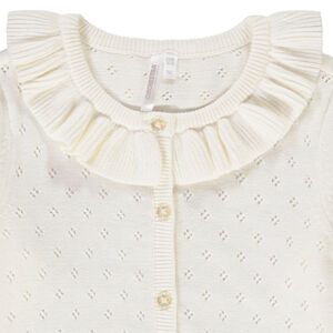 Gilet en tricot pointelle avec collerette pour bébé fille 