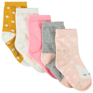 Lot de 5 paires de chaussettes assorties à pois unies 