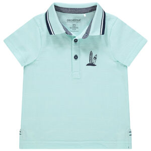 Polo manches courtes en coton piqué à motif brodé 