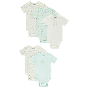 Lot de 5 bodies manches courtes motifs tortues pour bébé fille avec ouvertures différentes selon l'âge 