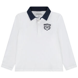 Polo manches longues brodé et bicolore pour garçon 