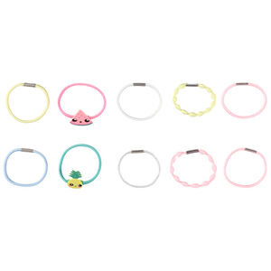 Set van 10 kleurrijke en fantasierijke elastiekjes voor meisjes 