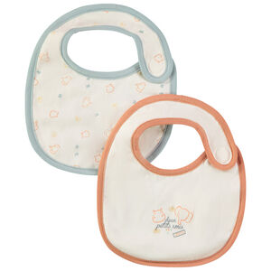 Lot de 2 bavoirs fantaisie doublés éponge pour bébé 