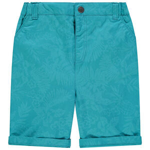 Linnen bermuda met plantenprint all-over 