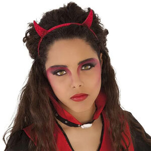 diadeem met rode glitterhoorns voor duivelsdame Halloweenkostuum 