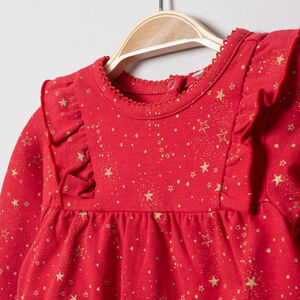 Tuniek met lange mouwen vol gouden sterretjes 