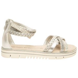 Sandales argentées avec brides tressées et zip arrière pour fille 