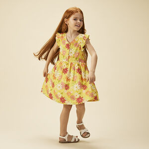 Robe manches courtes volantées imprimé fleuri pour fille 