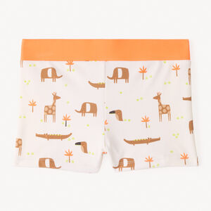 Leren zwembroek met safari-dierenprint voor jongens. 